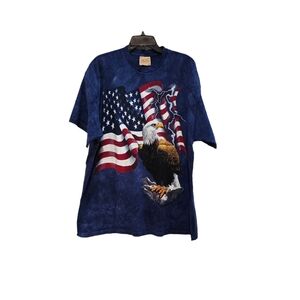 The Mountain‎ Eagle Flag Tee Shirt Blue Tie Dye Men's XXL